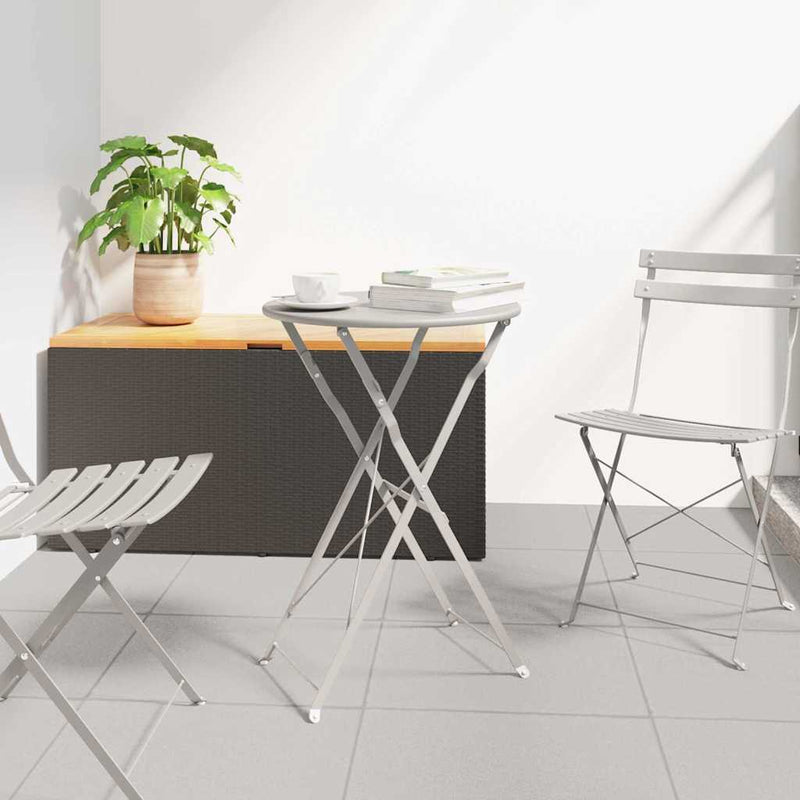 vidaXL Bisztróasztal Bézs Ø50x71 cm Porfestett acél