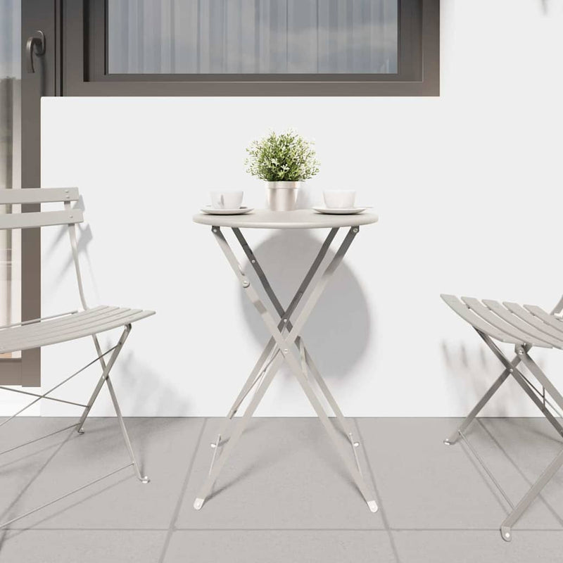 vidaXL Bisztróasztal Bézs Ø50x71 cm Porfestett acél