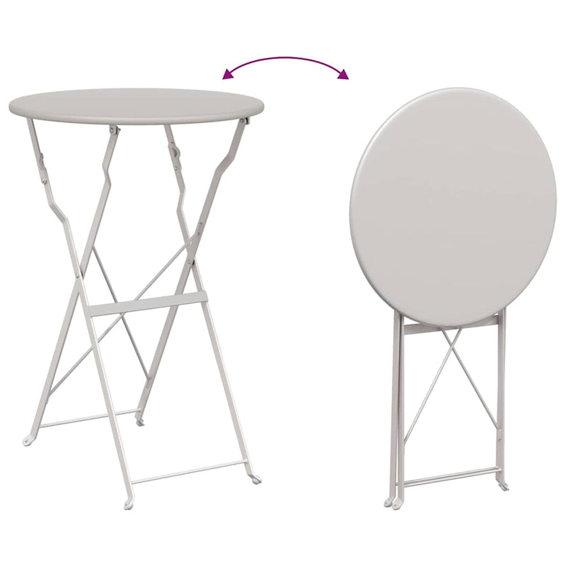 vidaXL Bisztróasztal Bézs Ø50x71 cm Porfestett acél