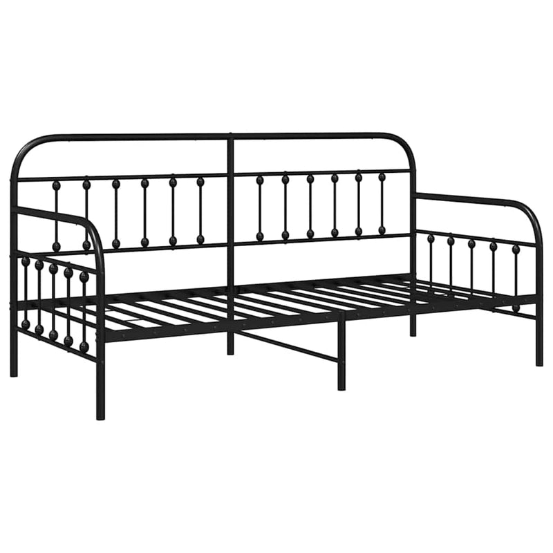 vidaXL Nappali ágykeret fejtámlával Fekete 100 x 190 cm Acél
