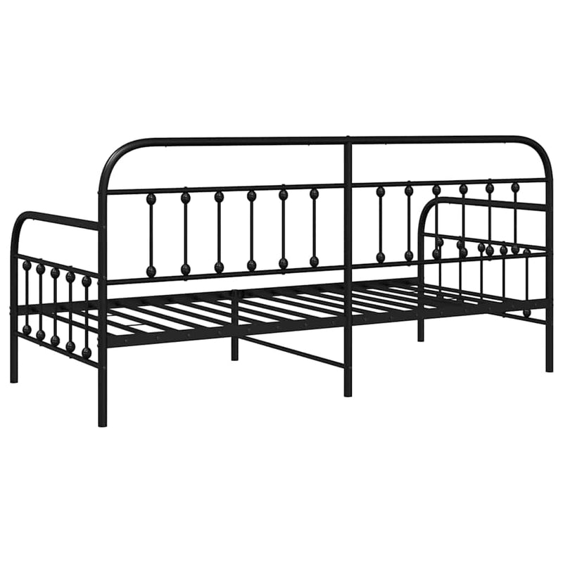 vidaXL Nappali ágykeret fejtámlával Fekete 100 x 190 cm Acél