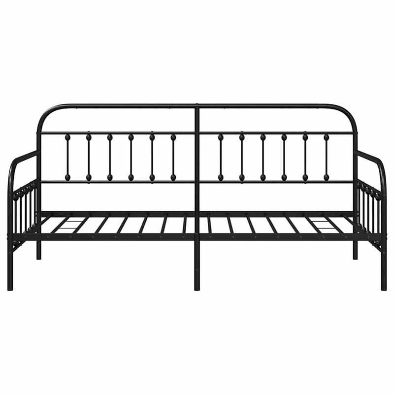 vidaXL Nappali ágykeret fejtámlával Fekete 100 x 190 cm Acél