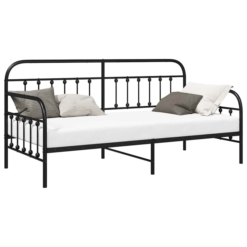 vidaXL Nappali ágykeret fejtámlával Fekete 100 x 190 cm Acél