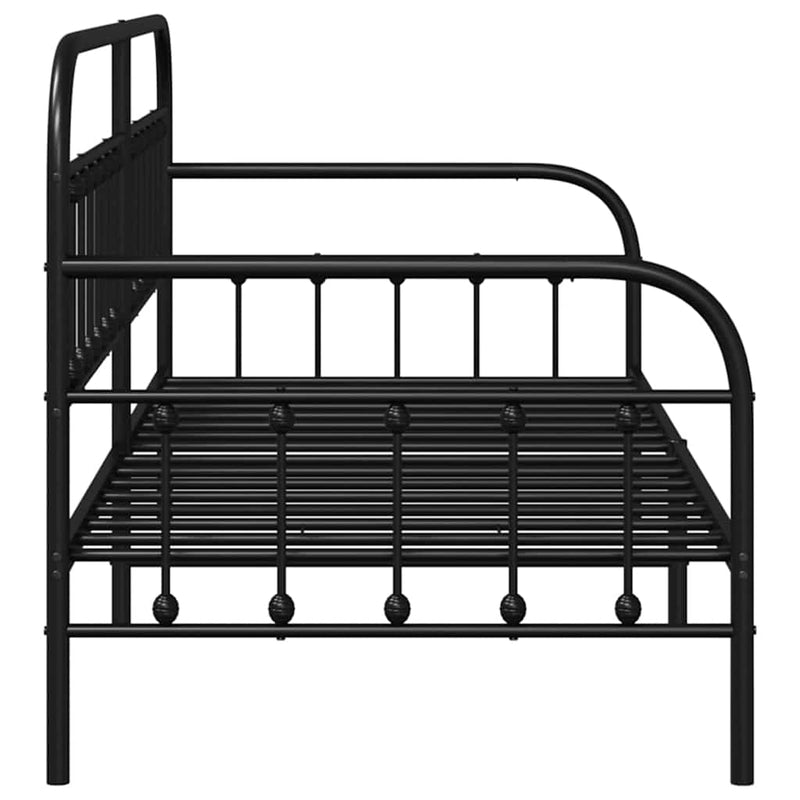vidaXL Nappali ágykeret fejtámlával Fekete 100 x 190 cm Acél