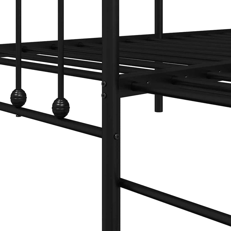 vidaXL Nappali ágykeret fejtámlával Fekete 80 x 200 cm Acél