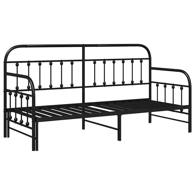 vidaXL Nappali ágykeret fejtámlával Fekete 80 x 200 cm Acél