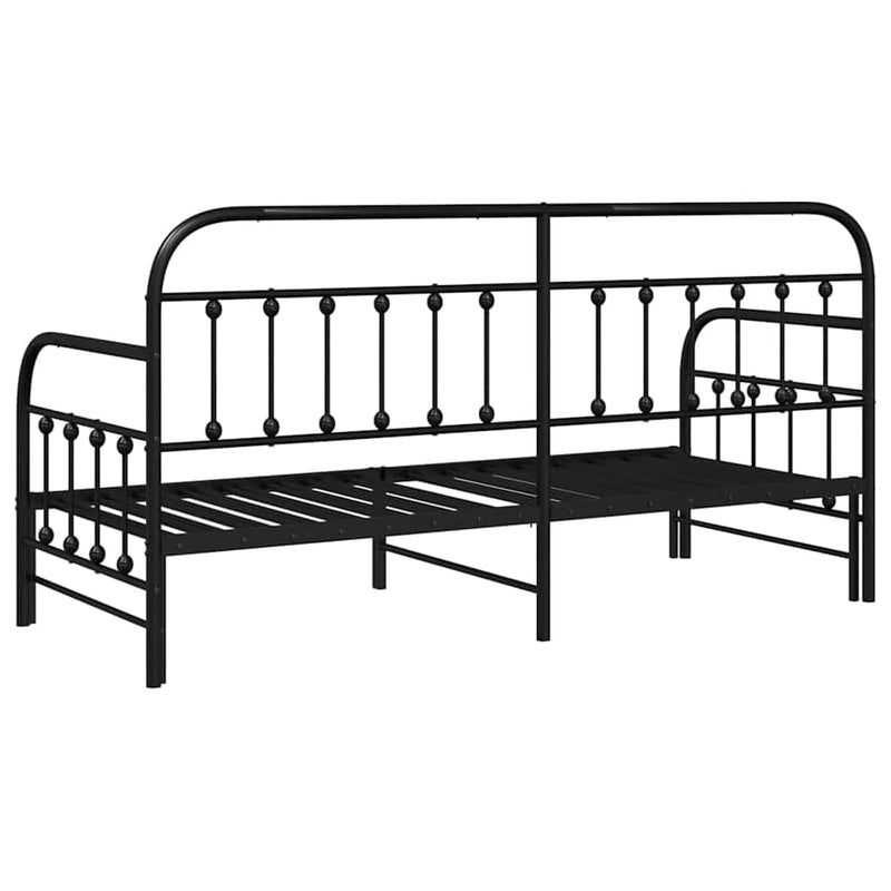 vidaXL Nappali ágykeret fejtámlával Fekete 80 x 200 cm Acél