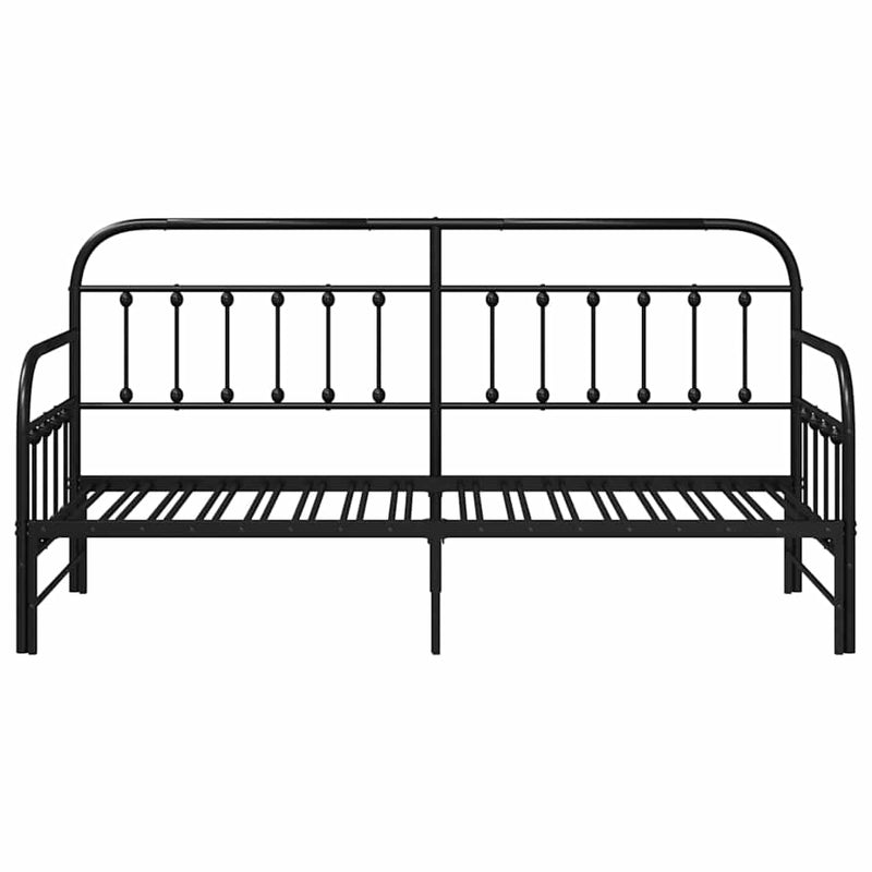 vidaXL Nappali ágykeret fejtámlával Fekete 80 x 200 cm Acél