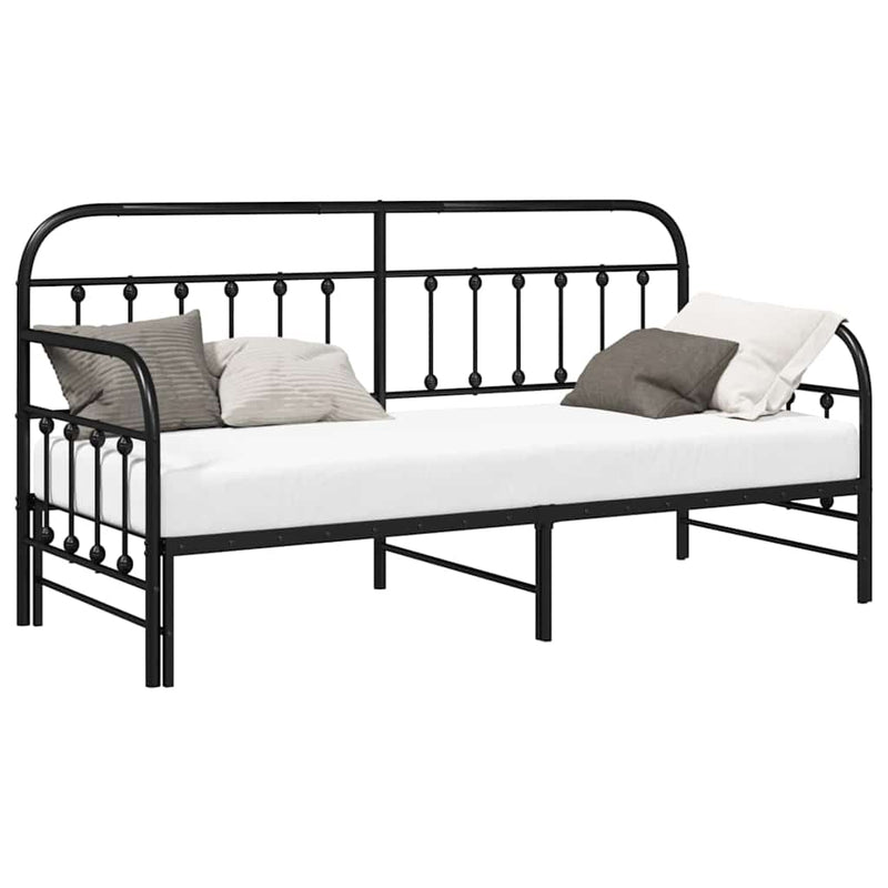 vidaXL Nappali ágykeret fejtámlával Fekete 80 x 200 cm Acél