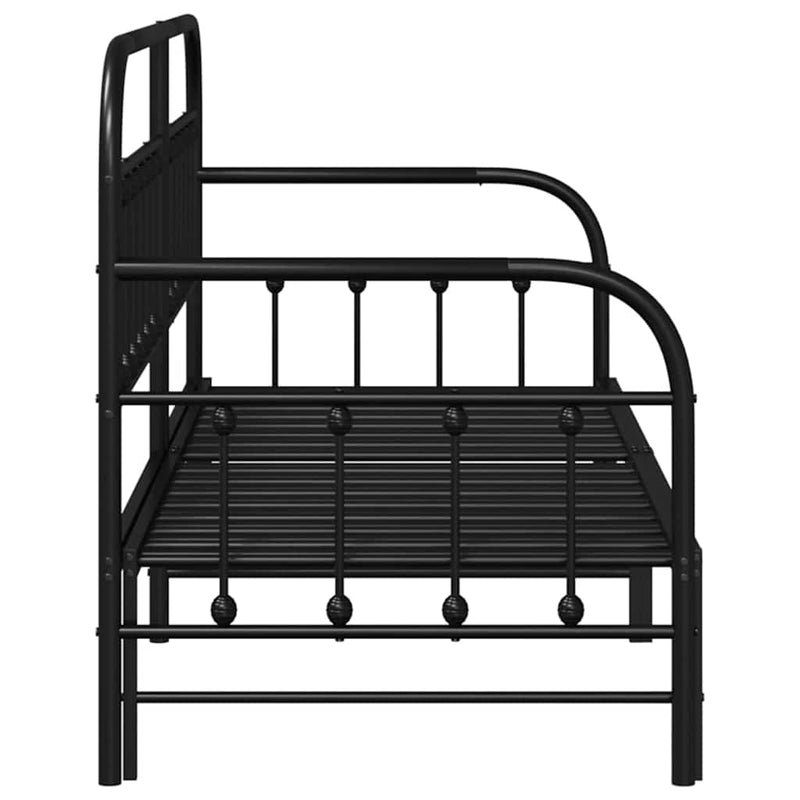 vidaXL Nappali ágykeret fejtámlával Fekete 80 x 200 cm Acél