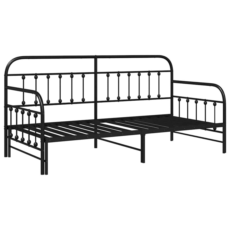 vidaXL Nappali ágykeret fejtámlával Fekete 107 x 203 cm Acél