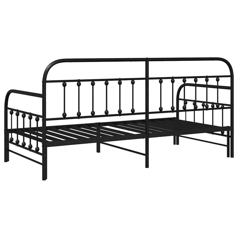 vidaXL Nappali ágykeret fejtámlával Fekete 107 x 203 cm Acél