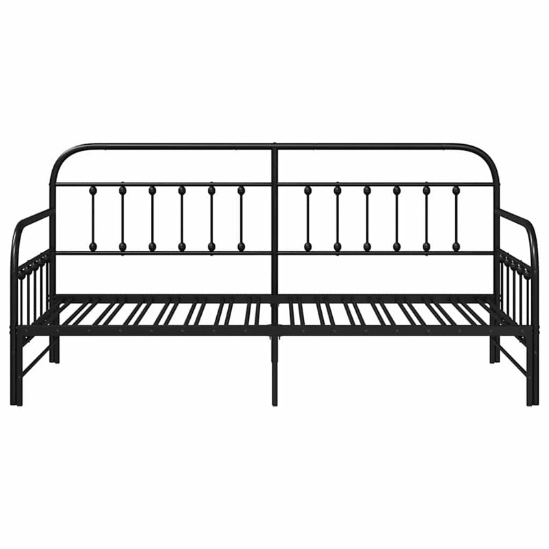 vidaXL Nappali ágykeret fejtámlával Fekete 107 x 203 cm Acél