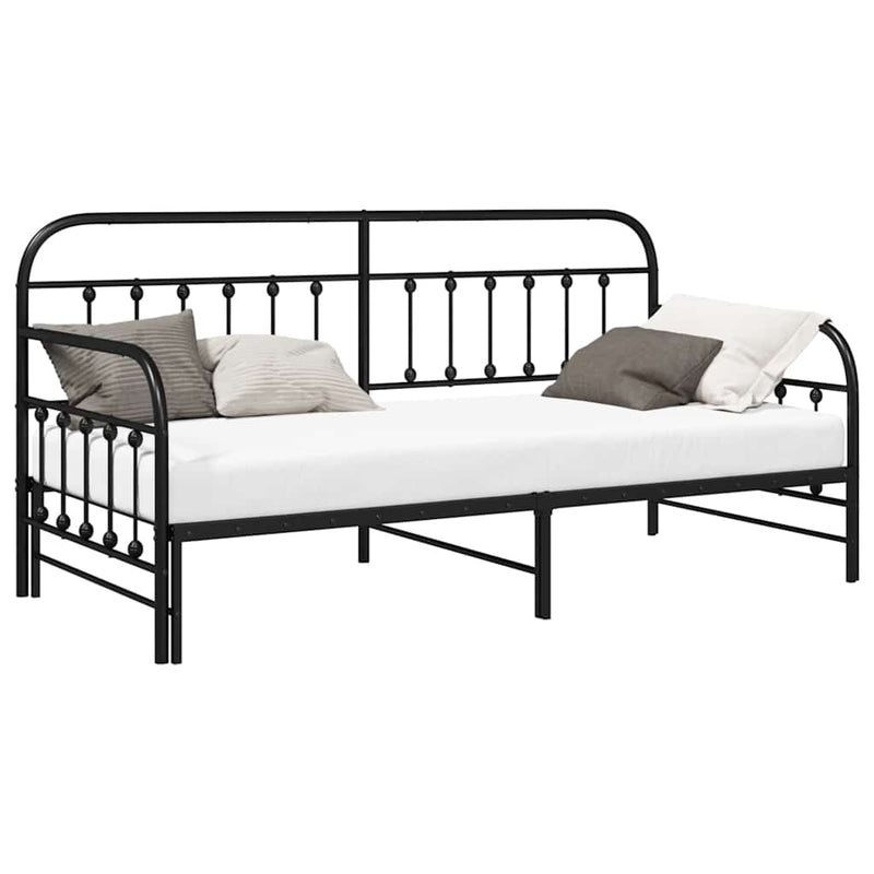 vidaXL Nappali ágykeret fejtámlával Fekete 107 x 203 cm Acél