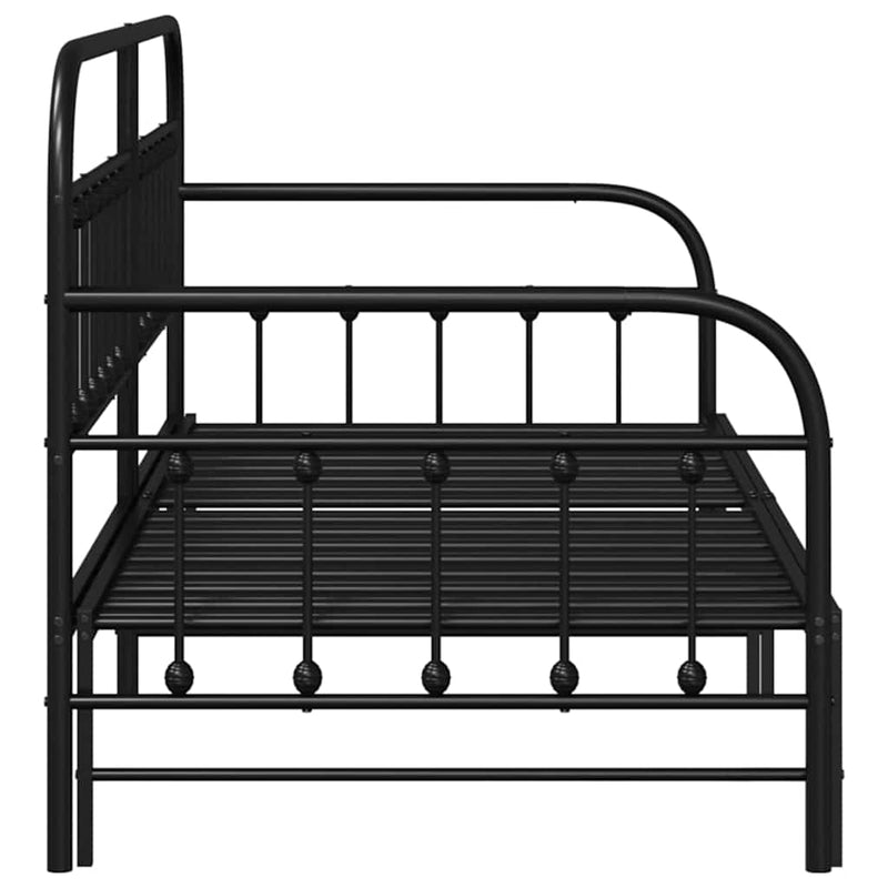 vidaXL Nappali ágykeret fejtámlával Fekete 107 x 203 cm Acél