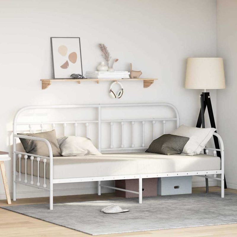 vidaXL Nappali ágykeret fejtámlával Fehér 100 x 190 cm Acél