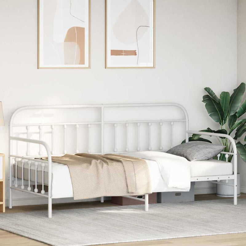 vidaXL Nappali ágykeret fejtámlával Fehér 100 x 190 cm Acél