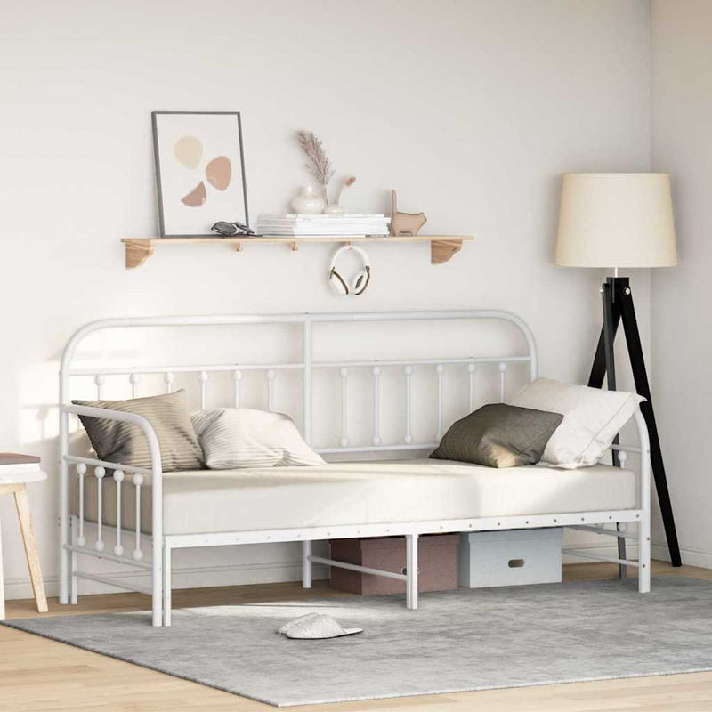vidaXL Nappali ágykeret fejtámlával Fehér 80 x 200 cm Acél
