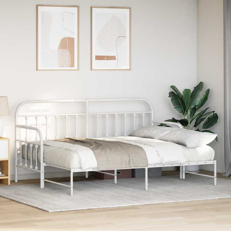 vidaXL Nappali ágykeret fejtámlával Fehér 80 x 200 cm Acél