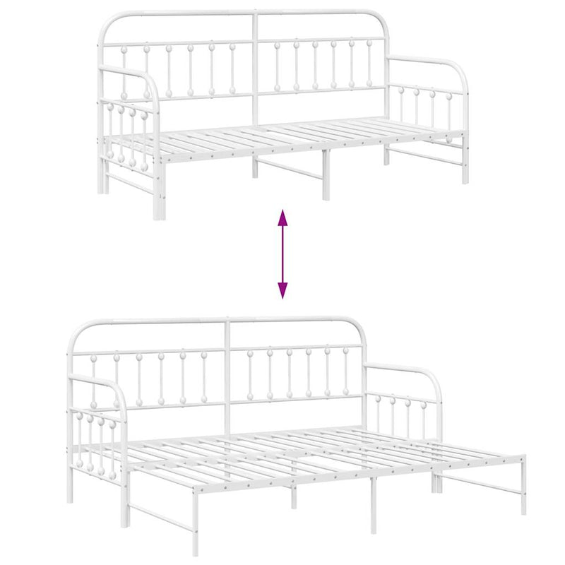 vidaXL Nappali ágykeret fejtámlával Fehér 80 x 200 cm Acél