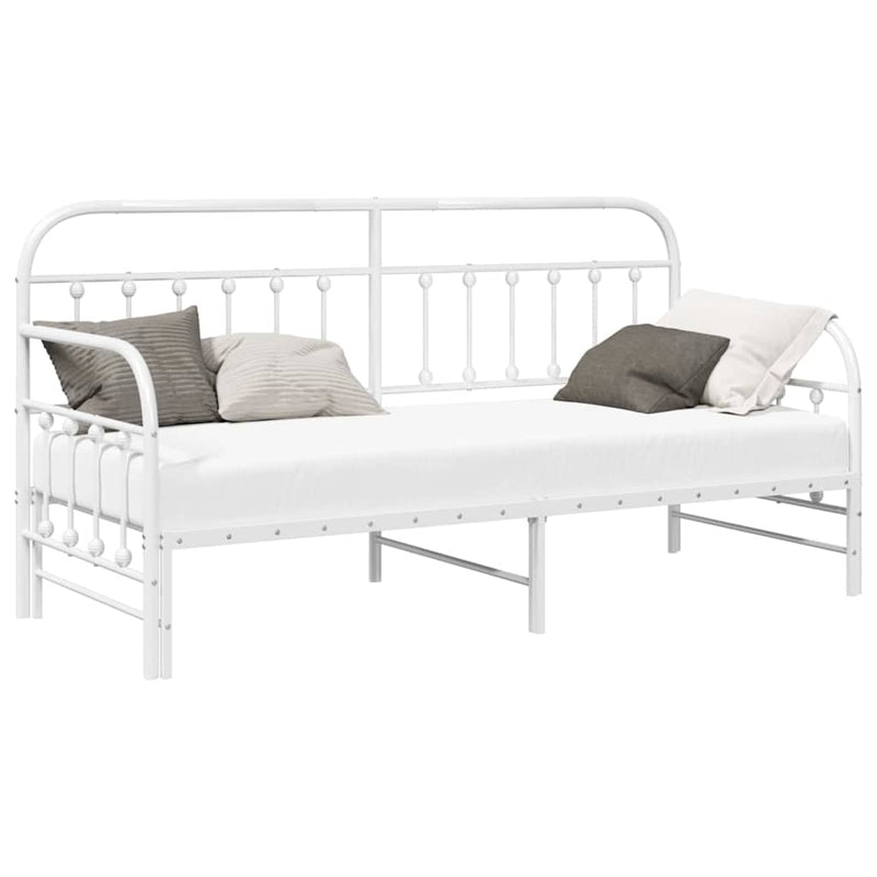 vidaXL Nappali ágykeret fejtámlával Fehér 80 x 200 cm Acél