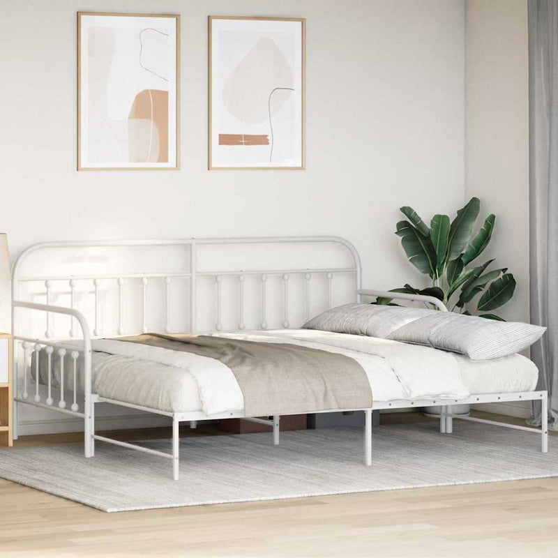 vidaXL Nappali ágykeret fejtámlával Fehér 90 x 200 cm Acél