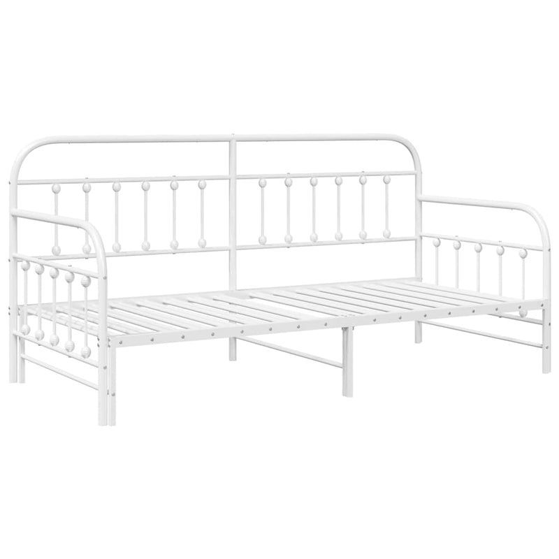 vidaXL Nappali ágykeret fejtámlával Fehér 90 x 200 cm Acél