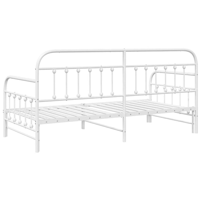 vidaXL Nappali ágykeret fejtámlával Fehér 90 x 200 cm Acél