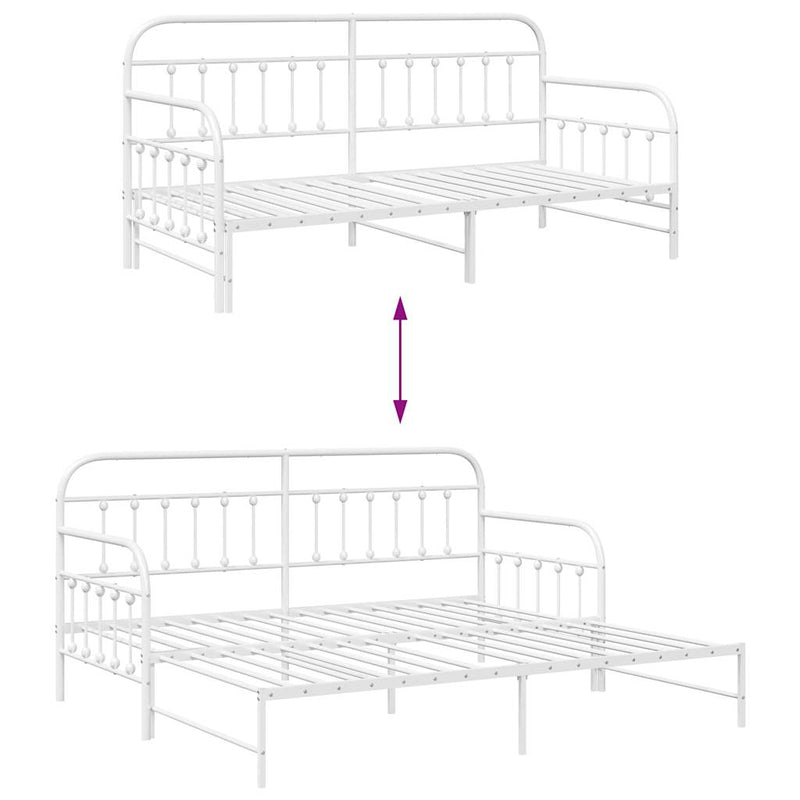 vidaXL Nappali ágykeret fejtámlával Fehér 90 x 200 cm Acél