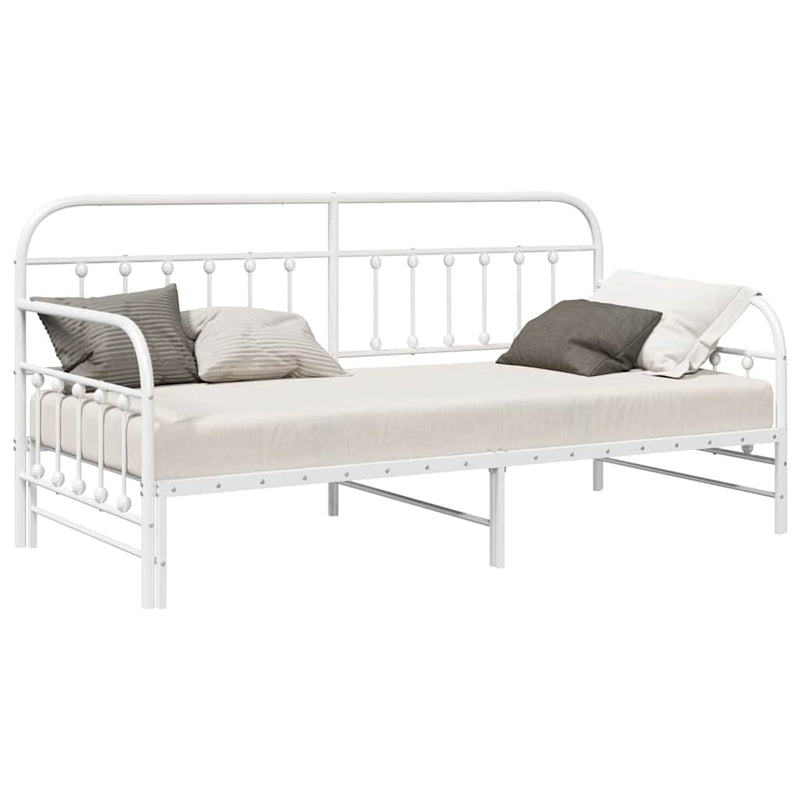 vidaXL Nappali ágykeret fejtámlával Fehér 90 x 200 cm Acél