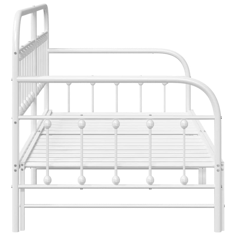 vidaXL Nappali ágykeret fejtámlával Fehér 90 x 200 cm Acél