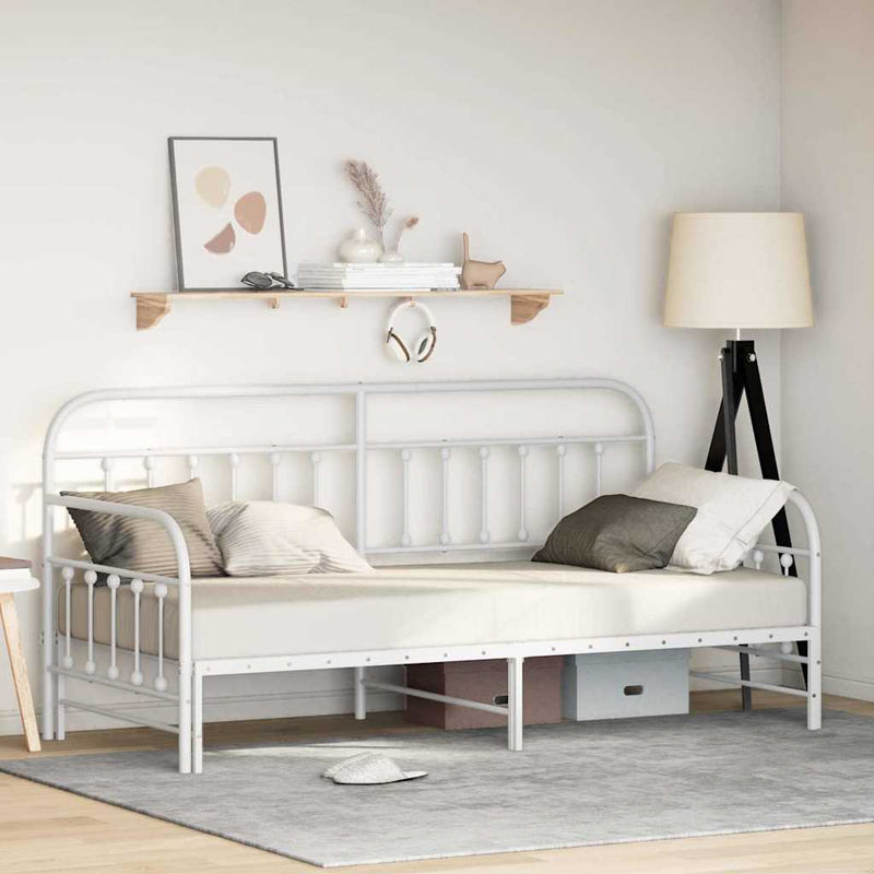 vidaXL Nappali ágykeret fejtámlával Fehér 107 x 203 cm Acél