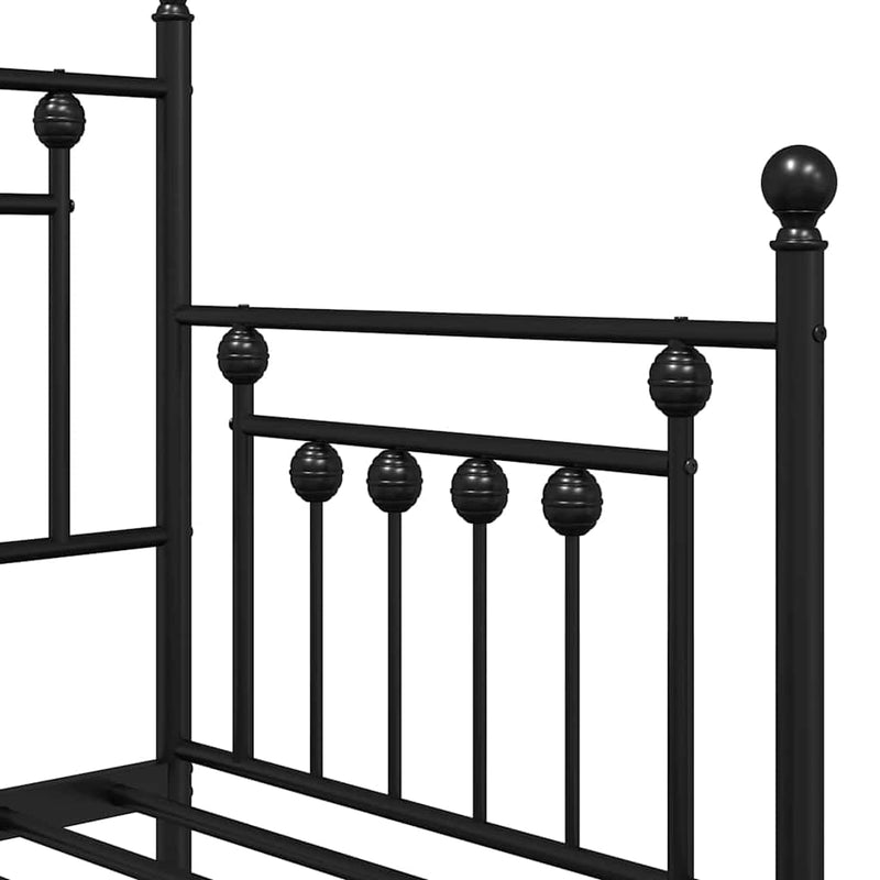 vidaXL Nappali ágykeret fejtámlával Fekete 75 x 190 cm Acél