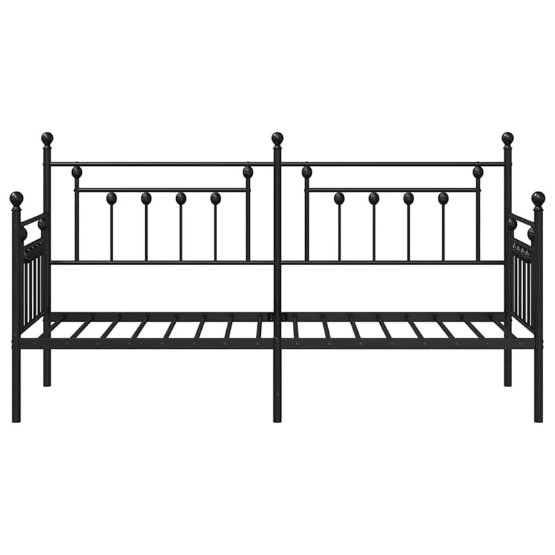 vidaXL Nappali ágykeret fejtámlával Fekete 75 x 190 cm Acél