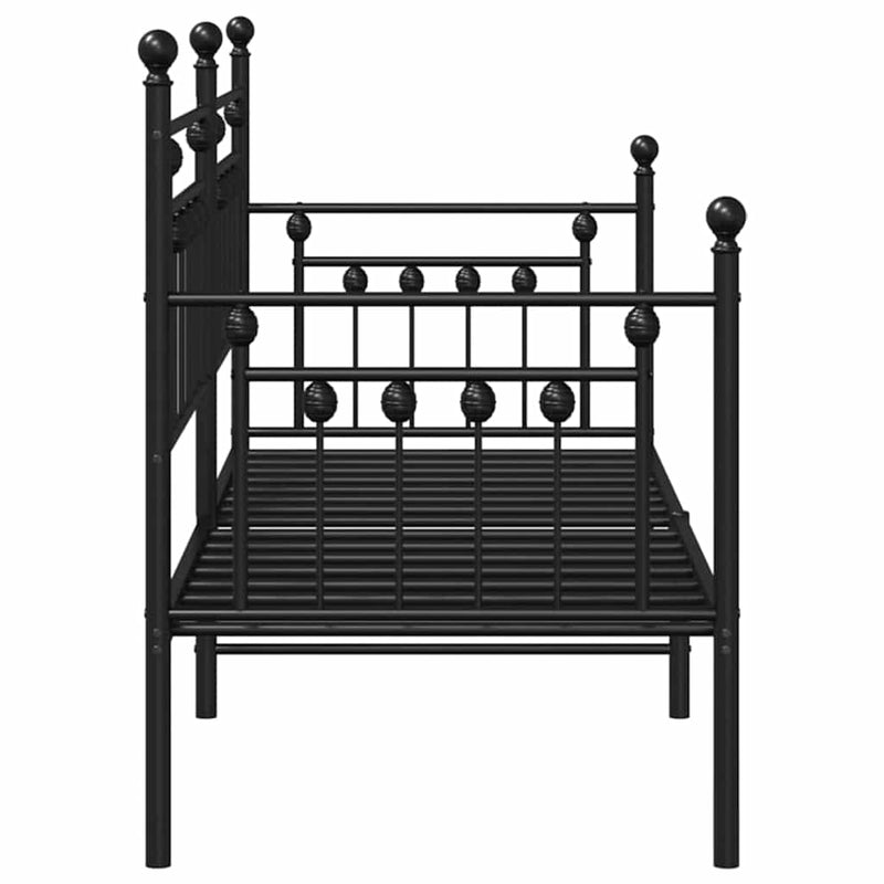 vidaXL Nappali ágykeret fejtámlával Fekete 75 x 190 cm Acél