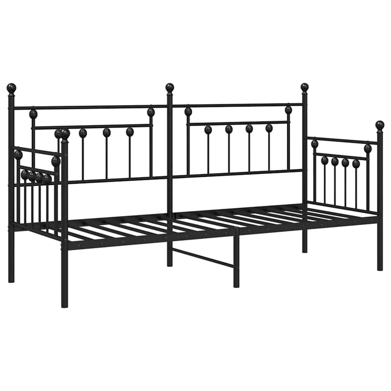 vidaXL Nappali ágykeret fejtámlával Fekete 80 x 200 cm Acél