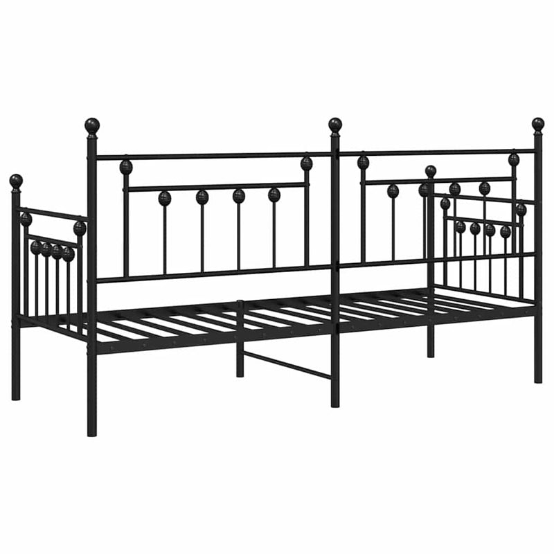 vidaXL Nappali ágykeret fejtámlával Fekete 80 x 200 cm Acél