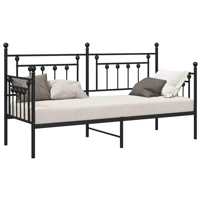 vidaXL Nappali ágykeret fejtámlával Fekete 80 x 200 cm Acél