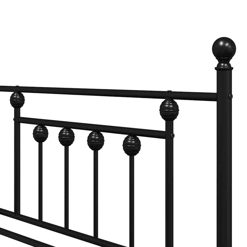 vidaXL Nappali ágykeret fejtámlával Fekete 90 x 190 cm Acél