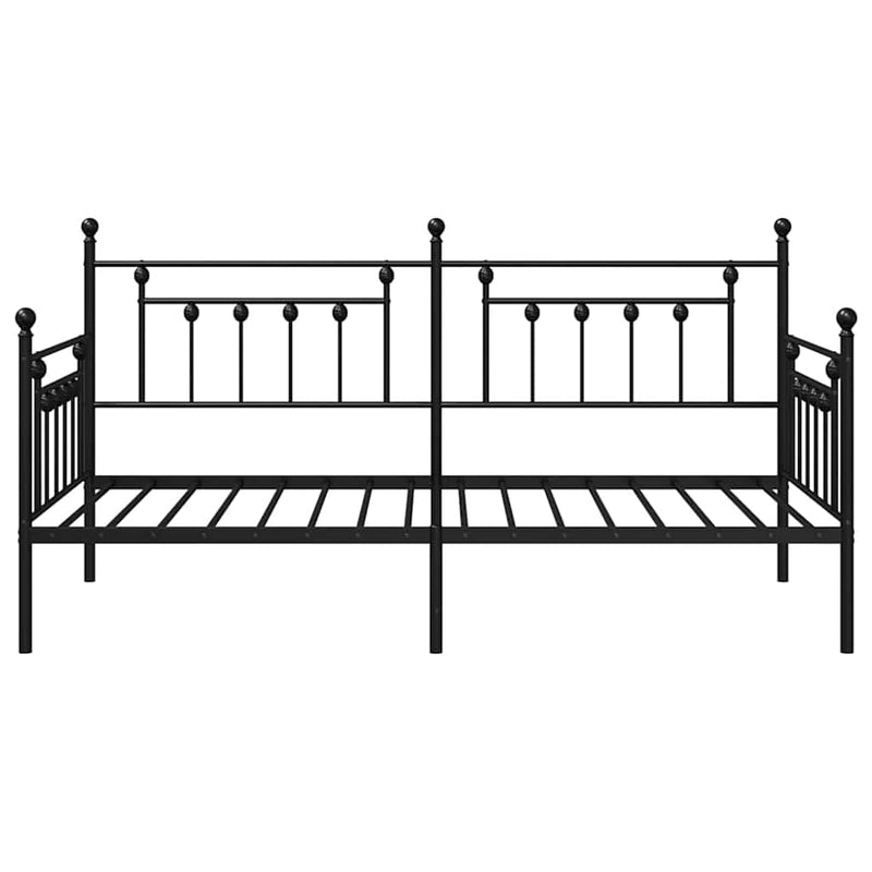 vidaXL Nappali ágykeret fejtámlával Fekete 90 x 190 cm Acél