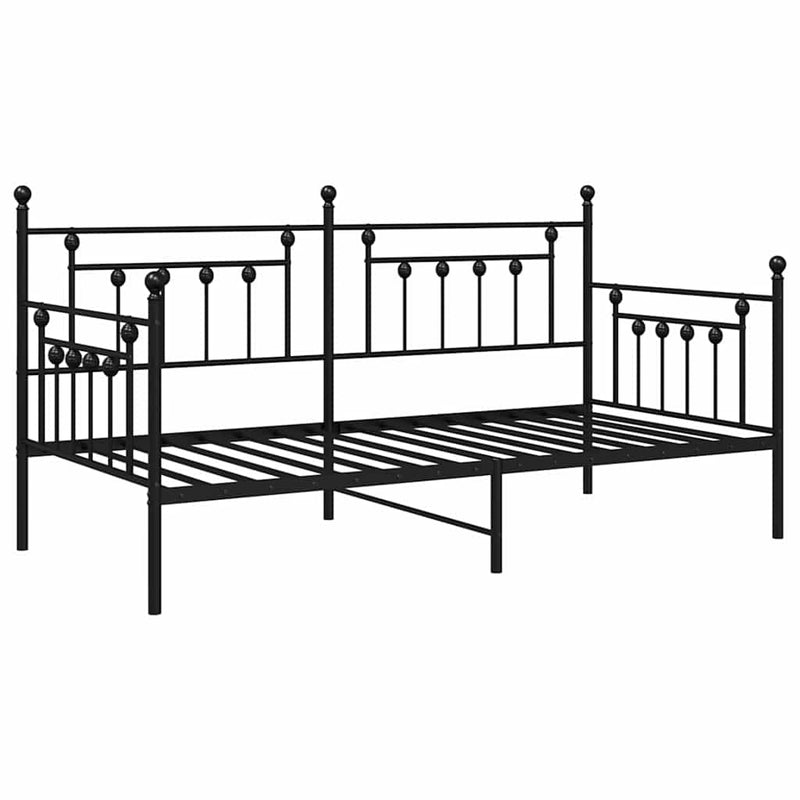 vidaXL Nappali ágykeret fejtámlával Fekete 100 x 190 cm Acél