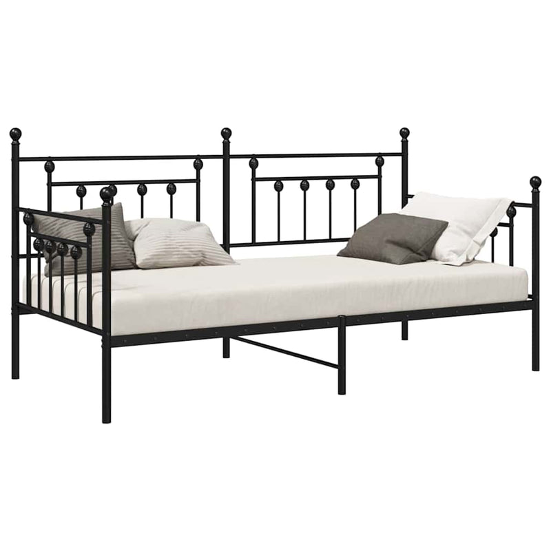 vidaXL Nappali ágykeret fejtámlával Fekete 100 x 190 cm Acél