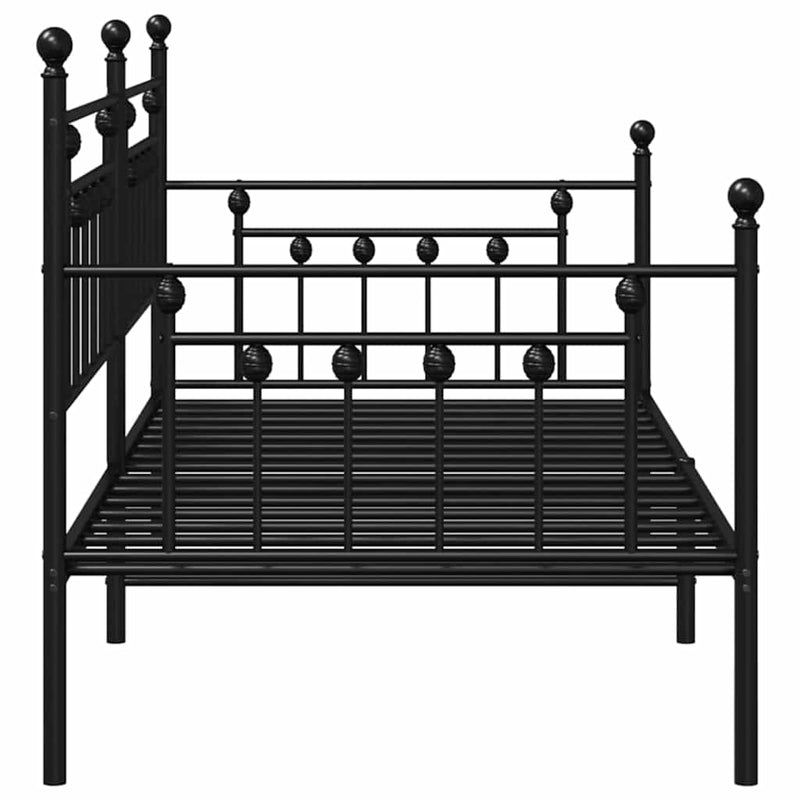 vidaXL Nappali ágykeret fejtámlával Fekete 100 x 190 cm Acél