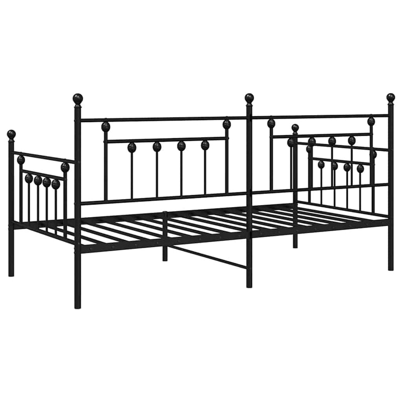 vidaXL Nappali ágykeret fejtámlával Fekete 100 x 200 cm Acél