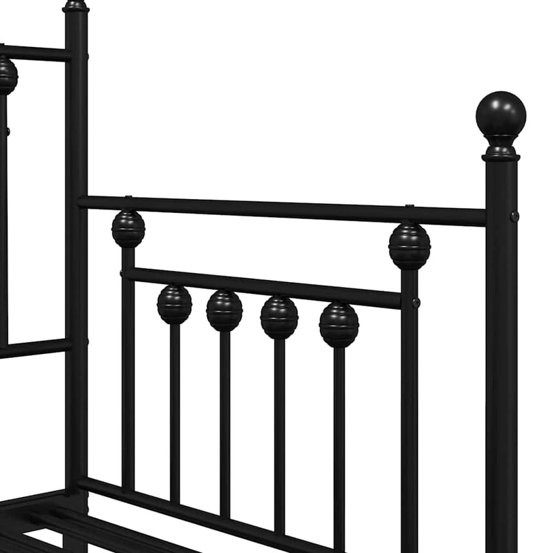 vidaXL Nappali ágykeret fejtámlával Fekete 75 x 190 cm Acél