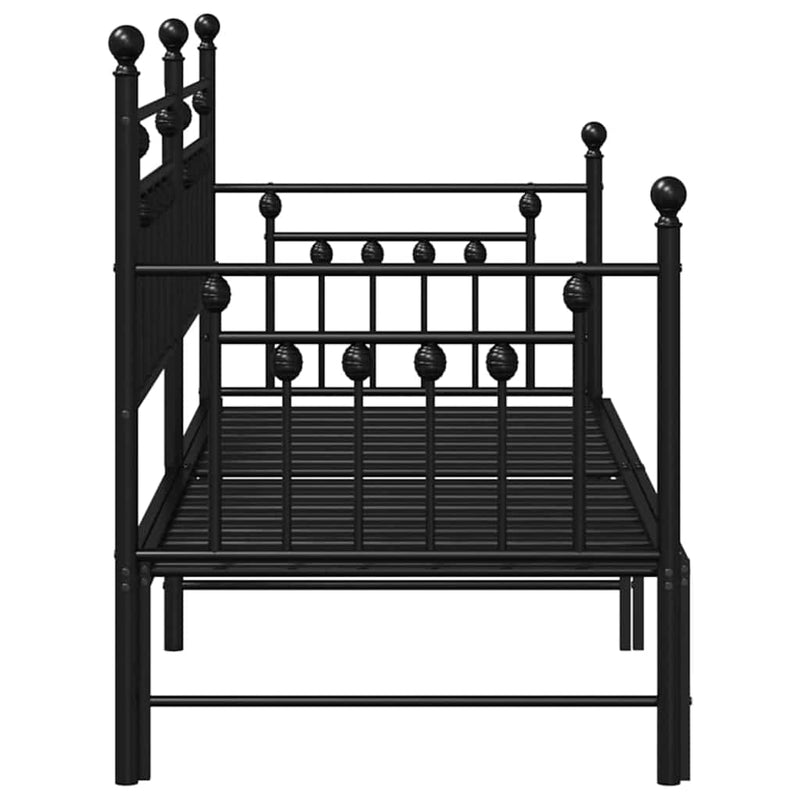 vidaXL Nappali ágykeret fejtámlával Fekete 75 x 190 cm Acél