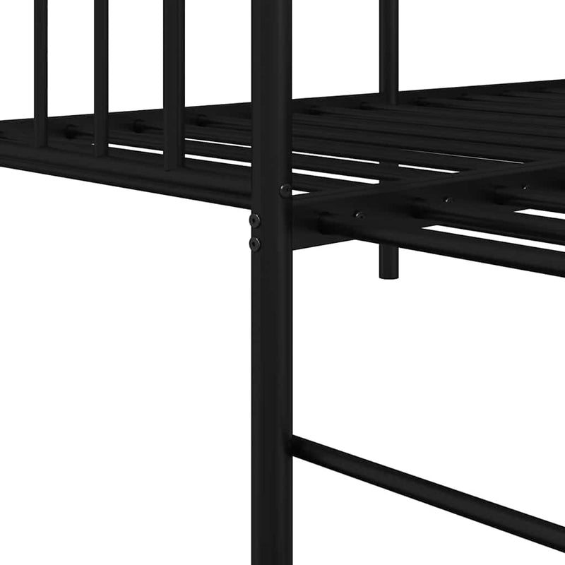 vidaXL Nappali ágykeret fejtámlával Fekete 80 x 200 cm Acél