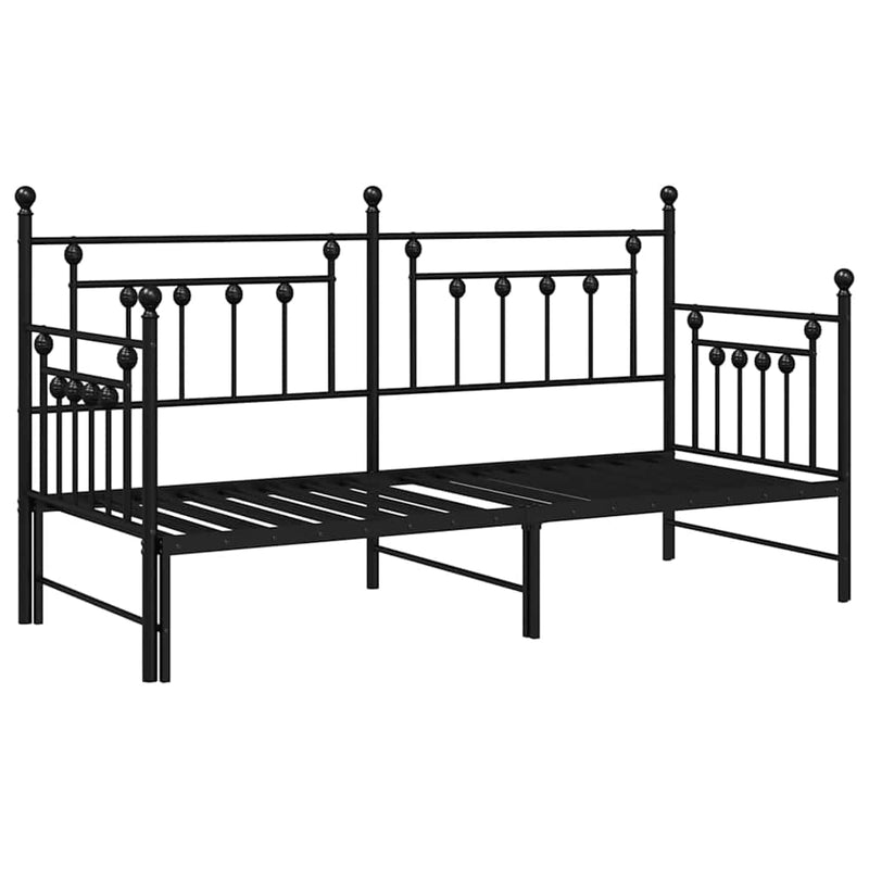 vidaXL Nappali ágykeret fejtámlával Fekete 80 x 200 cm Acél