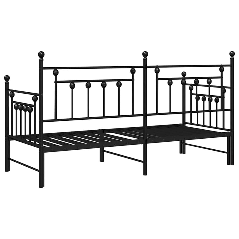 vidaXL Nappali ágykeret fejtámlával Fekete 80 x 200 cm Acél