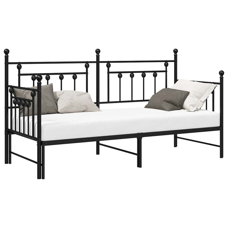 vidaXL Nappali ágykeret fejtámlával Fekete 80 x 200 cm Acél